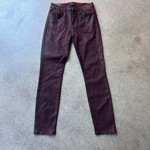 Size 2 7 For All Mankind High-Waist Ankle Skinny Coated in Merlot NWT - Picture 6 of 8